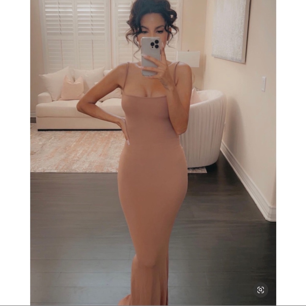Skims lounge dress in camel